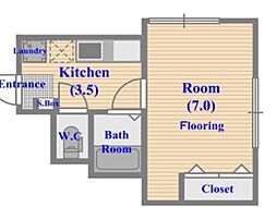 コーポよしざわ2号棟 1階1Kの間取り