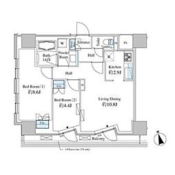 ベルファース芝浦タワー 2LDKの間取図画像