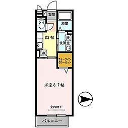 グラシア城南の森 2階1Kの間取り