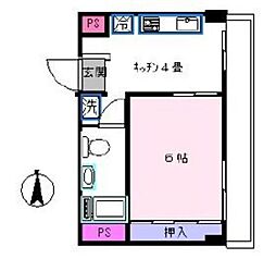 三喜ビル 3階1Kの間取り
