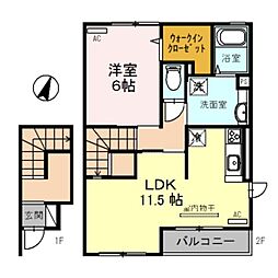 D-roomToki 1LDKの間取図画像