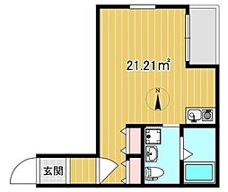 Alivio北千住 2階ワンルームの間取り