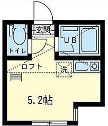 市場アーサーハーモン 2階ワンルームの間取り