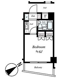 カテリーナ馬込 3階1Kの間取り