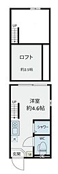 テラスルミエール椎名町 2階ワンルームの間取り