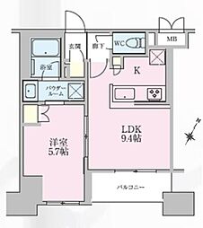 正金アパートメント入船 6階1LDKの間取り