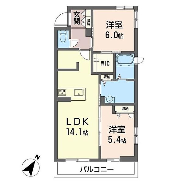 オランジュリー 00205｜埼玉県蕨市錦町１丁目(賃貸マンション2LDK・2階・60.10㎡)の写真 その2