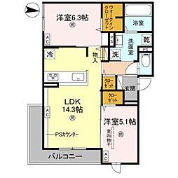 D-residence墨江 2階2LDKの間取り