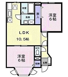 フレール 2LDKの間取図画像