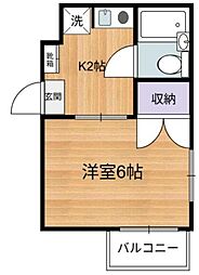 コーポサニー 1階1Kの間取り