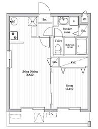 アーバンパーク六町 1階1LDKの間取り