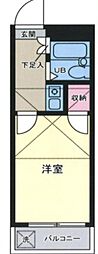 レオパレス落合第2 1階ワンルームの間取り