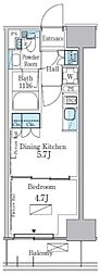 パークアクシス新宿百人町 1DKの間取図画像