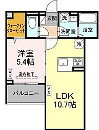 セレスティア祖師谷 2階1LDKの間取り