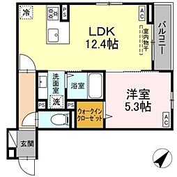 Asset-Court曙町 2階1LDKの間取り