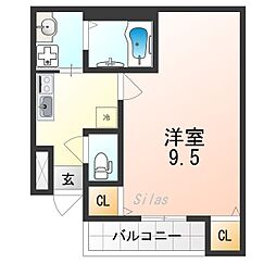 フジパレス百舌鳥駅南3番館 1Kの間取図画像