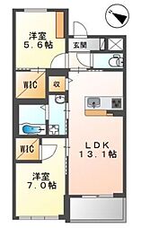 蕨市錦町4丁目マンション 2LDKの間取図画像