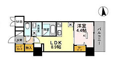 Osaka Metro御堂筋線 江坂駅 徒歩3分の賃貸マンション 8階1LDKの間取り