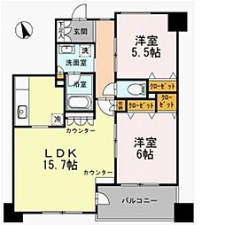 カスタリア荒川 6階2LDKの間取り