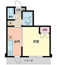 ベクヴェーム北綾瀬2 1Kの間取図画像