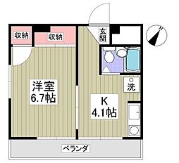 ウィスタリア佃野 1Kの間取図画像