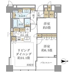 ブリリアタワー上野池之端 2LDKの間取図画像