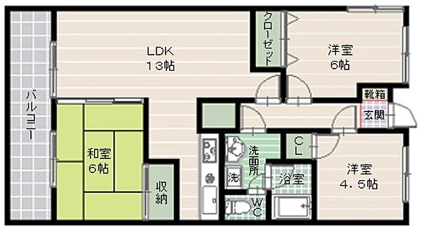 ＴＥＲＲＡＳＰＯＴ 401｜福岡県福岡市南区寺塚１丁目(賃貸マンション3LDK・4階・62.00㎡)の写真 その2