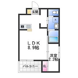 エヌエム・キャトフ・ヴァン・ディズヌフ 1LDKの間取図画像