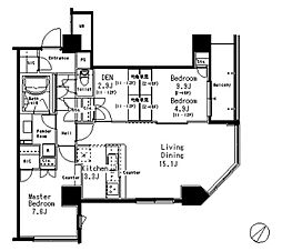 MFPR目黒タワー 2SLDKの間取図画像