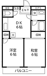 グロウマンション 2DKの間取図画像