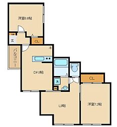戸越B.I.G. RESIDENCE 2LDKの間取図画像
