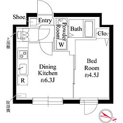 エルファーロ西新宿五丁目III 1DKの間取図画像