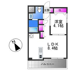 アニマーレ長堀 1LDKの間取図画像