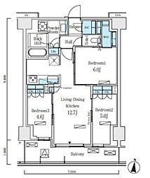 ロイヤルパークス赤羽ノース 3階3LDKの間取り