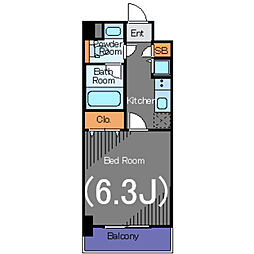 パレステュディオ御茶ノ水駿河台参番館 6階1Kの間取り