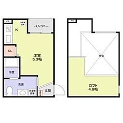 南海線 堺駅 徒歩9分の賃貸アパート 2階ワンルームの間取り