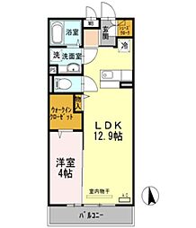 ラ・ヴィ・アン・フルール 1LDKの間取図画像