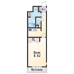 グランメール和歌浦 2階1Kの間取り