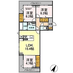 ガーベラ・グレイス 3階3LDKの間取り