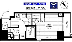 ステージファースト蔵前アジールコート 8階1Kの間取り
