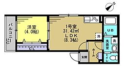 KS Residence 2階1LDKの間取り