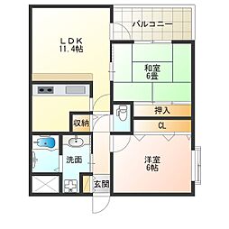 JR大阪環状線 福島駅 徒歩8分の賃貸マンション 6階2LDKの間取り