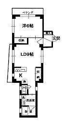 西武池袋線 練馬駅 徒歩1分の賃貸マンション 3階1LDKの間取り