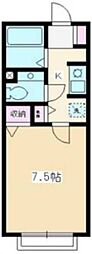ロータスブラン 1Kの間取図画像