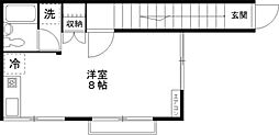 ハイツニシダ 2階ワンルームの間取り