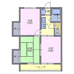 サンビューム明園 1階3Kの間取り