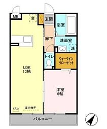 グランメールM 1LDKの間取図画像