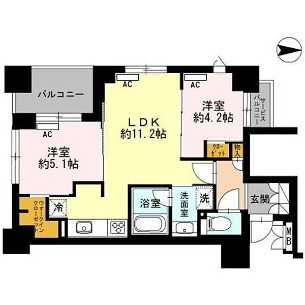 京都府京都市中京区一蓮社町(賃貸マンション2LDK・9階・49.08㎡)の写真 その2