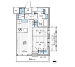 パークアクシス東陽町レジデンス 11階2LDKの間取り