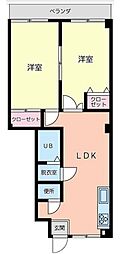 第2加弘コーポ 2LDKの間取図画像